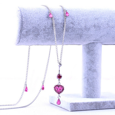 1 bucată de cristal piercing burtă lanț din oțel chirurgical 14G coada de păun inel pentru buric cu lanț pentru talie inel pentru burtă bijuterii