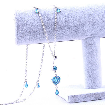 1 bucată de cristal piercing burtă lanț din oțel chirurgical 14G coada de păun inel pentru buric cu lanț pentru talie inel pentru burtă bijuterii