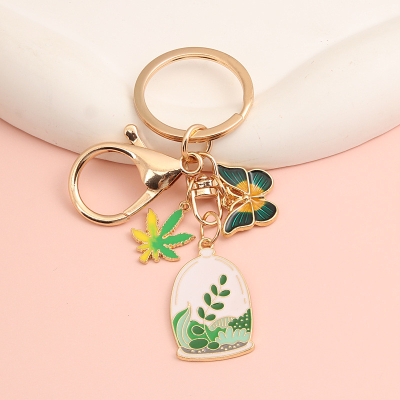 Breloc email drăguț, fluture, frunze de arțar, cactus, breloc cheie plante, lanțuri cheie, cadouri suvenir pentru femei, bărbați, bijuterii lucrate manual