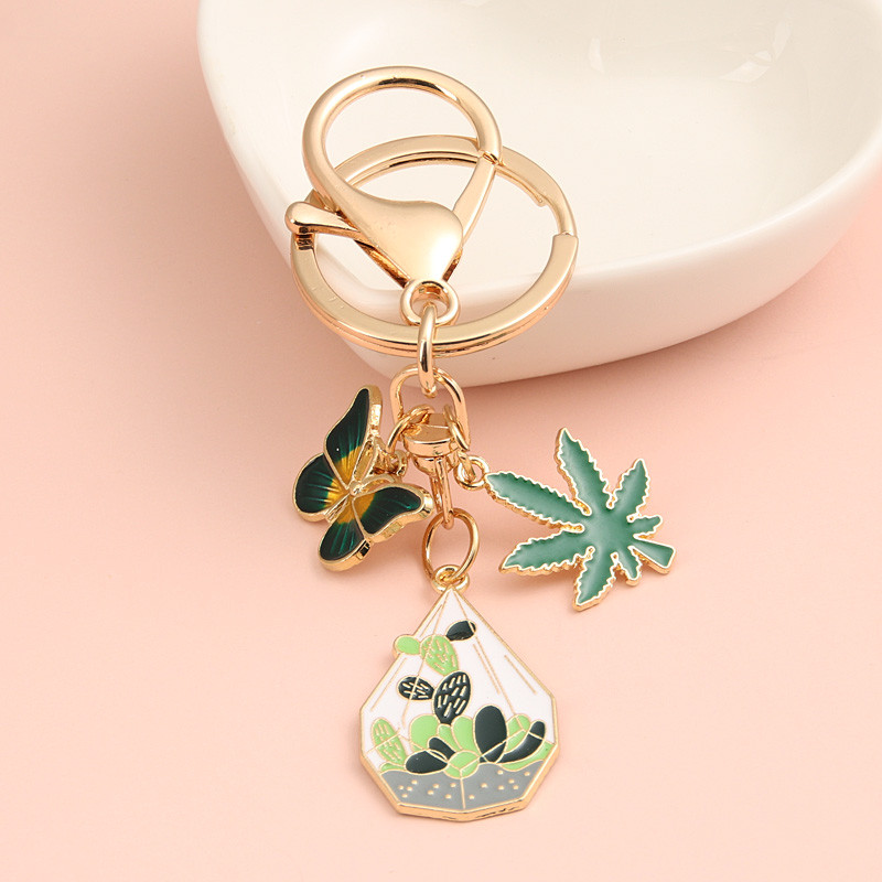 Breloc email drăguț, fluture, frunze de arțar, cactus, breloc cheie plante, lanțuri cheie, cadouri suvenir pentru femei, bărbați, bijuterii lucrate manual