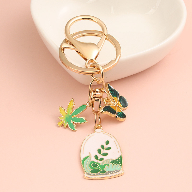 Breloc email drăguț, fluture, frunze de arțar, cactus, breloc cheie plante, lanțuri cheie, cadouri suvenir pentru femei, bărbați, bijuterii lucrate manual