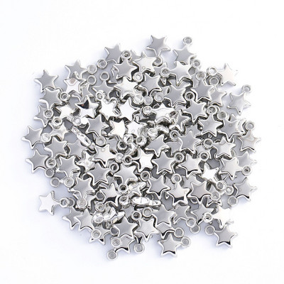 100 бр. 9 mm Star Bead Charm Златно и сребърно покритие CCB Пластмасова малка висулка за Направи си сам изработка на бижута Гривна Колие Обеца Висулка