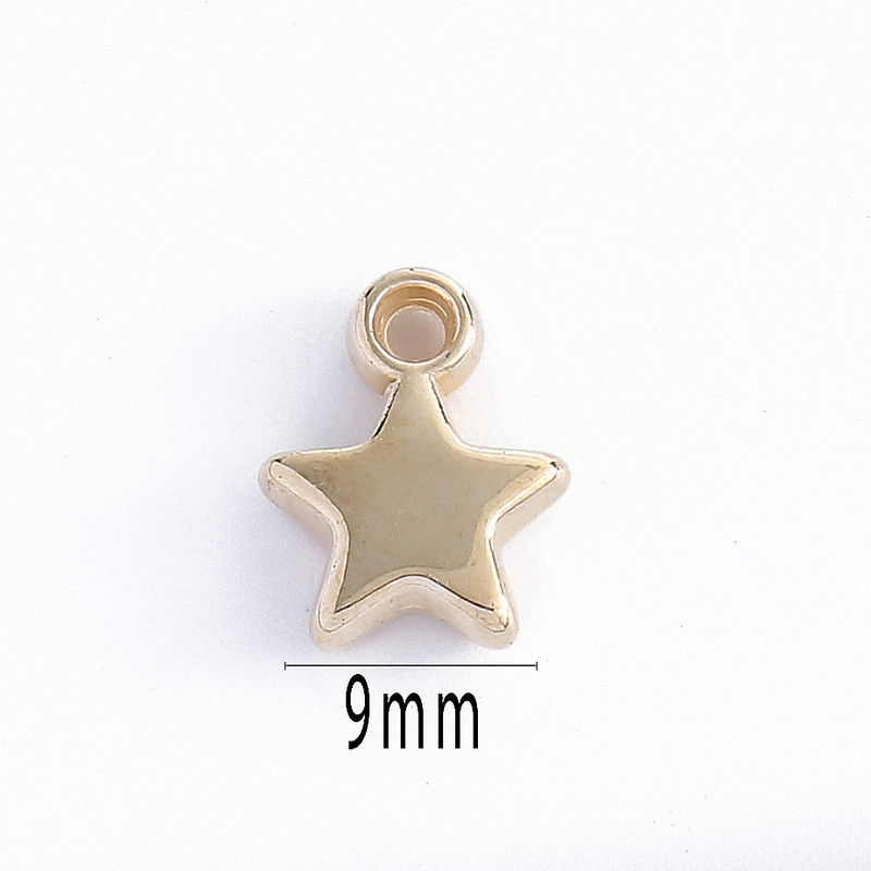 100 бр. 9 mm Star Bead Charm Златно и сребърно покритие CCB Пластмасова малка висулка за Направи си сам изработка на бижута Гривна Колие Обеца Висулка