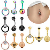 Set de 3 bucăți din oțel inoxidabil pentru piercing pentru buric, inel sclav, piercing la buric, în vrac, drăguț, pachet pentru piercing pentru buric Ombligo Lote