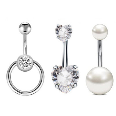 Set de 3 bucăți din oțel inoxidabil pentru piercing pentru buric, inel sclav, piercing la buric, în vrac, drăguț, pachet pentru piercing pentru buric Ombligo Lote