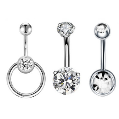Set de 3 bucăți din oțel inoxidabil pentru piercing pentru buric, inel sclav, piercing la buric, în vrac, drăguț, pachet pentru piercing pentru buric Ombligo Lote