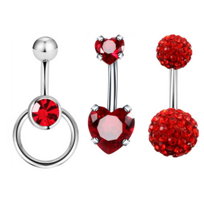 Set de 3 bucăți din oțel inoxidabil pentru piercing pentru buric, inel sclav, piercing la buric, în vrac, drăguț, pachet pentru piercing pentru buric Ombligo Lote