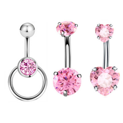 Set de 3 bucăți din oțel inoxidabil pentru piercing pentru buric, inel sclav, piercing la buric, în vrac, drăguț, pachet pentru piercing pentru buric Ombligo Lote