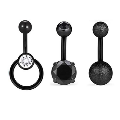 Set de 3 bucăți din oțel inoxidabil pentru piercing pentru buric, inel sclav, piercing la buric, în vrac, drăguț, pachet pentru piercing pentru buric Ombligo Lote