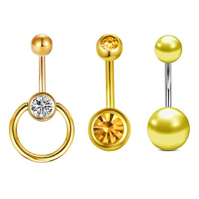 Set de 3 bucăți din oțel inoxidabil pentru piercing pentru buric, inel sclav, piercing la buric, în vrac, drăguț, pachet pentru piercing pentru buric Ombligo Lote