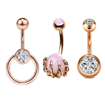 Set de 3 bucăți din oțel inoxidabil pentru piercing pentru buric, inel sclav, piercing la buric, în vrac, drăguț, pachet pentru piercing pentru buric Ombligo Lote
