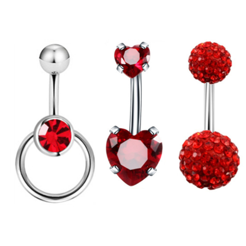 Set de 3 bucăți din oțel inoxidabil pentru piercing pentru buric, inel sclav, piercing la buric, în vrac, drăguț, pachet pentru piercing pentru buric Ombligo Lote