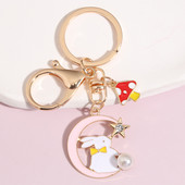 Breloc cu desene animate, floare, lună, iepure, urs, ciupercă, breloc cheie emailat, cadouri de suvenir pentru femei, fete, bijuterii lucrate manual