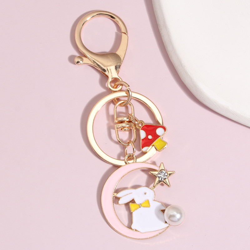 Breloc cu desene animate, floare, lună, iepure, urs, ciupercă, breloc cheie emailat, cadouri de suvenir pentru femei, fete, bijuterii lucrate manual