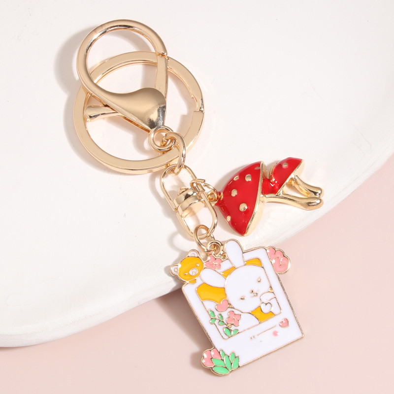 Breloc cu desene animate, floare, lună, iepure, urs, ciupercă, breloc cheie emailat, cadouri de suvenir pentru femei, fete, bijuterii lucrate manual