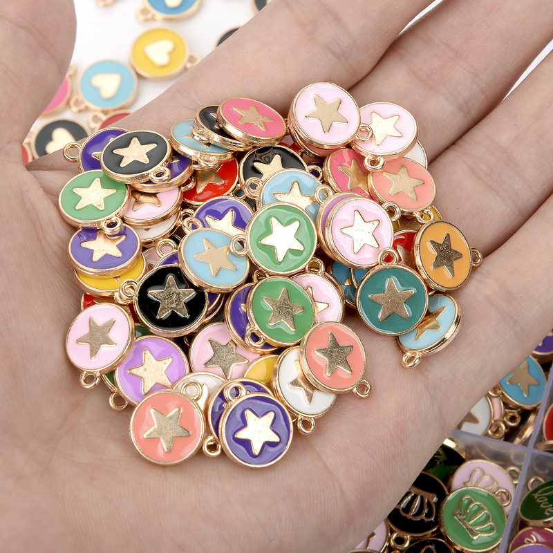 12x14mm Dulce Dragoste Inimă Email DIY Farmecul Din aliaj de aur Pandantiv pentru Cercei DIY Fabricarea de bijuterii Accesorii ornamentale Comerț cu ridicata 10 buc