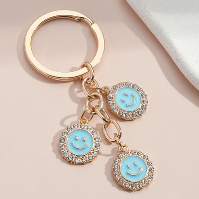 Breloc drăguț emailat Smile Face Breloc Breloc rotund Cadouri de prietenie pentru femei Bărbați Accesoriu geantă Bijuterii lucrate manual DIY
