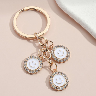 Breloc drăguț emailat Smile Face Breloc Breloc rotund Cadouri de prietenie pentru femei Bărbați Accesoriu geantă Bijuterii lucrate manual DIY