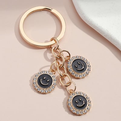 Breloc drăguț emailat Smile Face Breloc Breloc rotund Cadouri de prietenie pentru femei Bărbați Accesoriu geantă Bijuterii lucrate manual DIY
