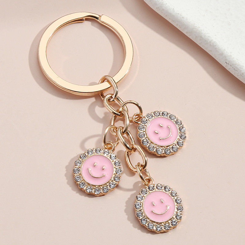 Breloc drăguț emailat Smile Face Breloc Breloc rotund Cadouri de prietenie pentru femei Bărbați Accesoriu geantă Bijuterii lucrate manual DIY