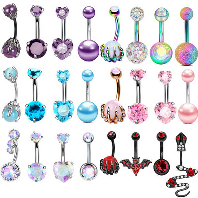 Set de piercing cu gheare pentru buric, 4 buc, oțel chirurgical, cristal, piercing pentru buric, vrac, femei, albină, pentru buric, pachet, Cz, inel pentru burtă, lot Ombligo