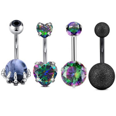 Set de piercing cu gheare pentru buric, 4 buc, oțel chirurgical, cristal, piercing pentru buric, vrac, femei, albină, pentru buric, pachet, Cz, inel pentru burtă, lot Ombligo