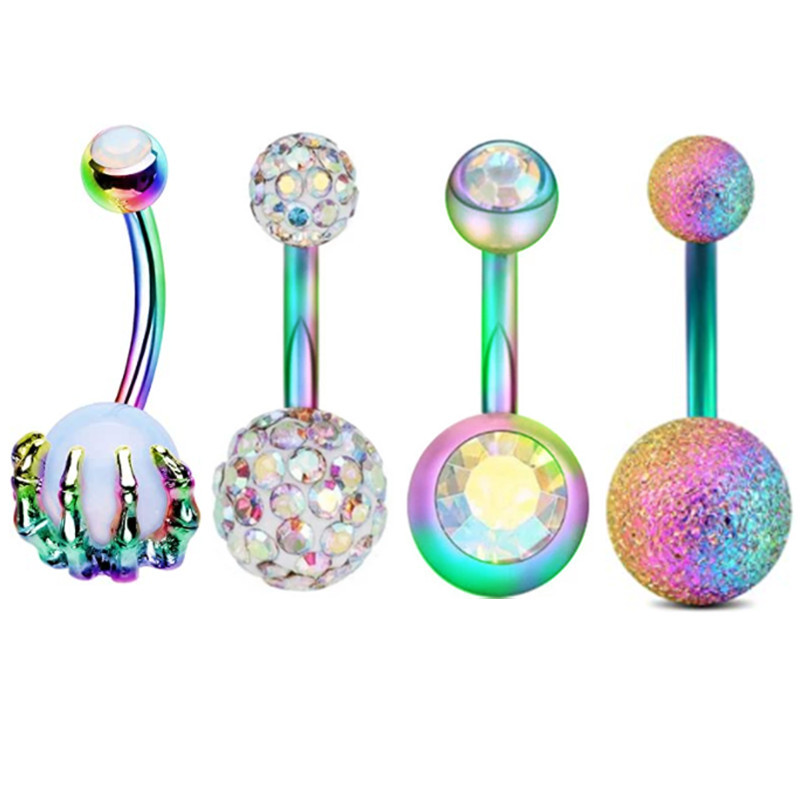 Set de piercing cu gheare pentru buric, 4 buc, oțel chirurgical, cristal, piercing pentru buric, vrac, femei, albină, pentru buric, pachet, Cz, inel pentru burtă, lot Ombligo