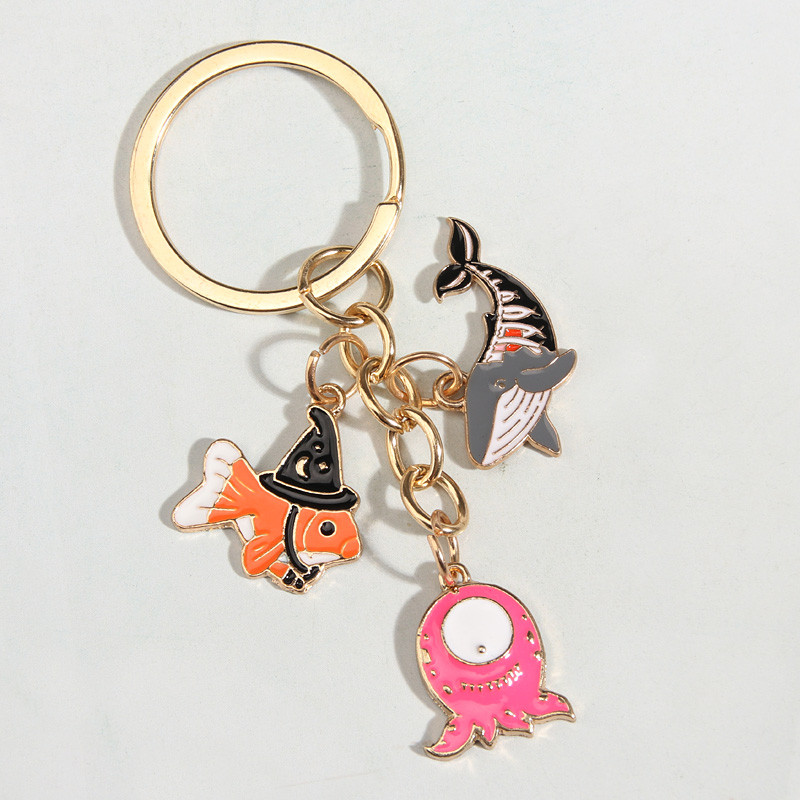 Breloc cu animale drăguț, pălărie de vrăjitoare, pește, rechin, caracatiță, breloc chei emailat, cadouri de suvenir pentru femei, bărbați, chei de mașină, bijuterii DIY