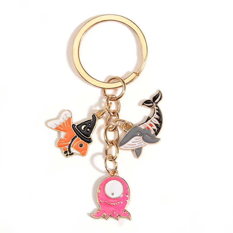 Breloc cu animale drăguț, pălărie de vrăjitoare, pește, rechin, caracatiță, breloc chei emailat, cadouri de suvenir pentru femei, bărbați, chei de mașină, bijuterii DIY