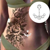 1 részes sebészeti acél női kristály hasgombos piercing 14G szexi hasgyűrű rózsa arany fekete cirkon köldök piercing rúd ékszer