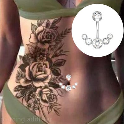 1 részes sebészeti acél női kristály hasgombos piercing 14G szexi hasgyűrű rózsa arany fekete cirkon köldök piercing rúd ékszer