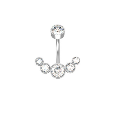 1 részes sebészeti acél női kristály hasgombos piercing 14G szexi hasgyűrű rózsa arany fekete cirkon köldök piercing rúd ékszer