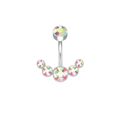 1 részes sebészeti acél női kristály hasgombos piercing 14G szexi hasgyűrű rózsa arany fekete cirkon köldök piercing rúd ékszer