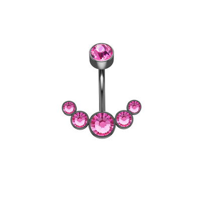 1 részes sebészeti acél női kristály hasgombos piercing 14G szexi hasgyűrű rózsa arany fekete cirkon köldök piercing rúd ékszer