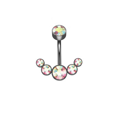 1 részes sebészeti acél női kristály hasgombos piercing 14G szexi hasgyűrű rózsa arany fekete cirkon köldök piercing rúd ékszer