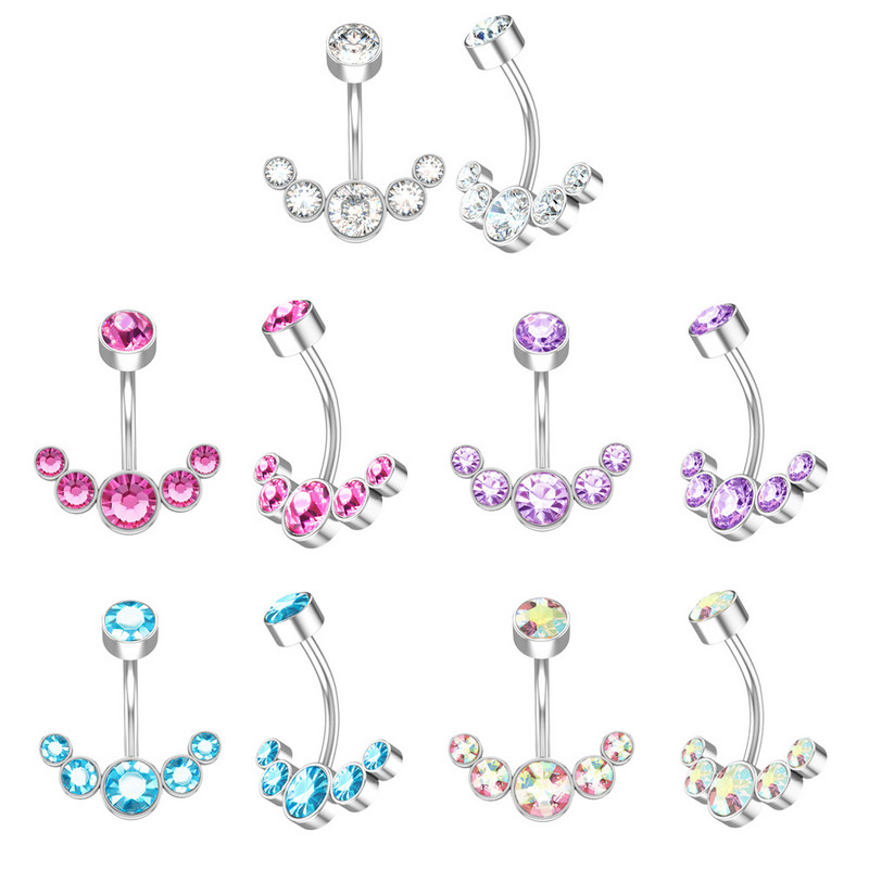 1 részes sebészeti acél női kristály hasgombos piercing 14G szexi hasgyűrű rózsa arany fekete cirkon köldök piercing rúd ékszer