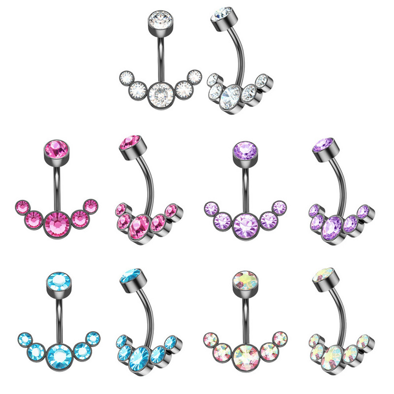 1 részes sebészeti acél női kristály hasgombos piercing 14G szexi hasgyűrű rózsa arany fekete cirkon köldök piercing rúd ékszer