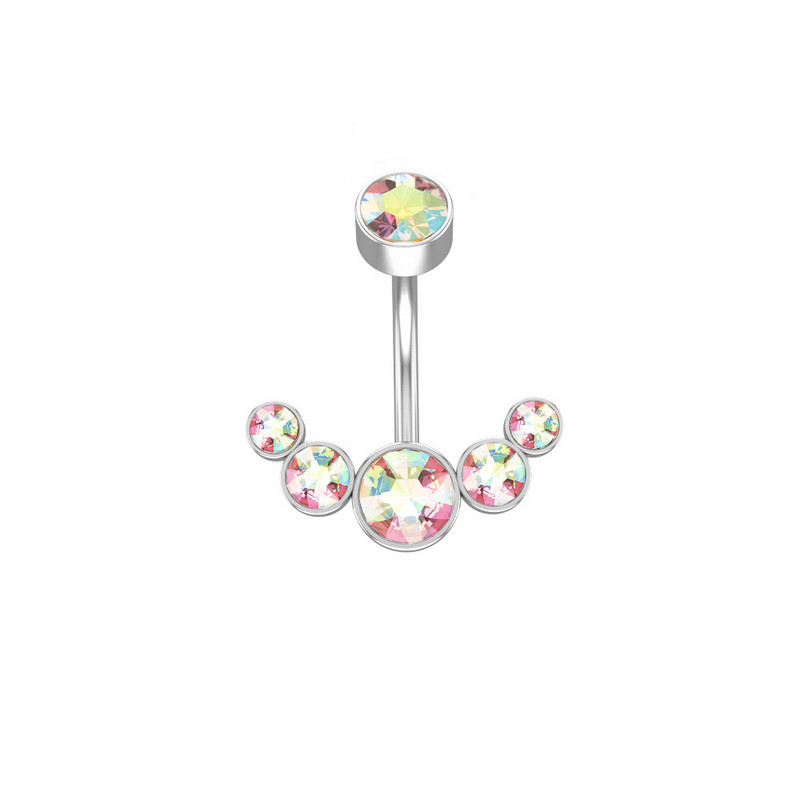 1 részes sebészeti acél női kristály hasgombos piercing 14G szexi hasgyűrű rózsa arany fekete cirkon köldök piercing rúd ékszer