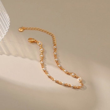 MKOPSZ Бяла имитация на перли Регулируем златен метален глезен за жени Нова лятна мода Елегантни бижута за плажни крака Подаръци