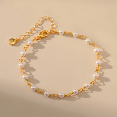 MKOPSZ Alb imitație de perlă reglabilă de metal de culoare auriu gleznă pentru femei Noua modă de vară elegant plajă picior bijuterii Cadouri