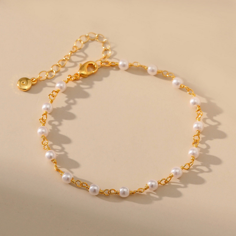 MKOPSZ Alb imitație de perlă reglabilă de metal de culoare auriu gleznă pentru femei Noua modă de vară elegant plajă picior bijuterii Cadouri