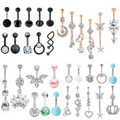 Set de piercing pentru buric floare din oțel inoxidabil 14G Piercing pentru buric fluture vrac Pachet de piercing pentru buric sexy Lot de inele pentru buric