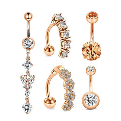 Set de piercing pentru buric floare din oțel inoxidabil 14G Piercing pentru buric fluture vrac Pachet de piercing pentru buric sexy Lot de inele pentru buric