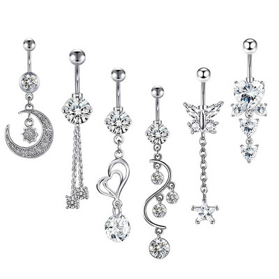 Set de piercing pentru buric floare din oțel inoxidabil 14G Piercing pentru buric fluture vrac Pachet de piercing pentru buric sexy Lot de inele pentru buric
