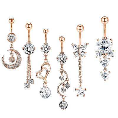 Set de piercing pentru buric floare din oțel inoxidabil 14G Piercing pentru buric fluture vrac Pachet de piercing pentru buric sexy Lot de inele pentru buric