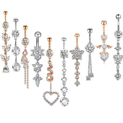 Set de piercing pentru buric floare din oțel inoxidabil 14G Piercing pentru buric fluture vrac Pachet de piercing pentru buric sexy Lot de inele pentru buric