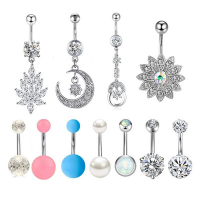 Set de piercing pentru buric floare din oțel inoxidabil 14G Piercing pentru buric fluture vrac Pachet de piercing pentru buric sexy Lot de inele pentru buric