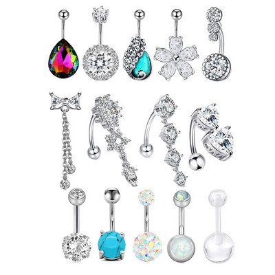Set de piercing pentru buric floare din oțel inoxidabil 14G Piercing pentru buric fluture vrac Pachet de piercing pentru buric sexy Lot de inele pentru buric