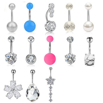 Set de piercing pentru buric floare din oțel inoxidabil 14G Piercing pentru buric fluture vrac Pachet de piercing pentru buric sexy Lot de inele pentru buric