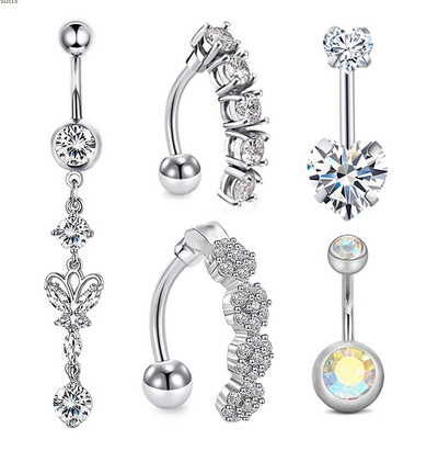 Set de piercing pentru buric floare din oțel inoxidabil 14G Piercing pentru buric fluture vrac Pachet de piercing pentru buric sexy Lot de inele pentru buric
